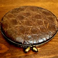 Portacipria vintage in ottone e pelle primi '900