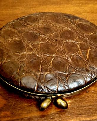 Portacipria vintage in ottone e pelle primi '900