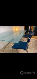 Callegaris tavolo design cristallo con sedie