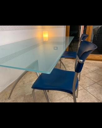 Callegaris tavolo design cristallo con sedie