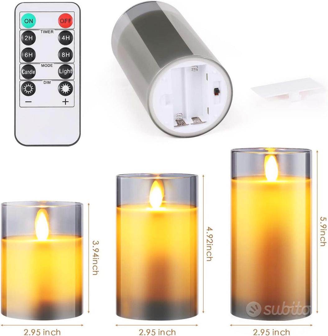 3 Candele Tremolanti Senza Fiamma Telecomando, Candele Finte