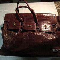 Grande borsa pelle stampato coccodrillo
