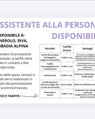 Babysitter/Assistente personale disponibile