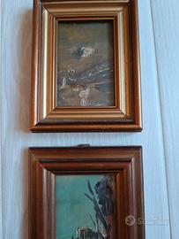 Coppia quadretti vintage a mano