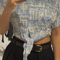 Camicia corta bianco-azzurra