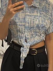 Camicia corta bianco-azzurra