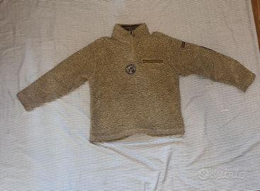 Felpa Napapijri pile teddy beige con zip per bimbo