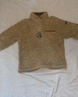 Felpa Napapijri pile teddy beige con zip per bimbo