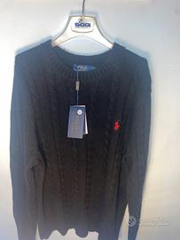 Maglione ralph lauren nero con logo rosso