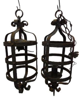 LANTERNE A SOSPENSIONE VINTAGE IN FERRO BATTUTO