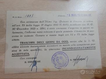 Cartolina AR 1941 Ospedale Ciano LIVORNO - Spedali