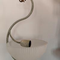 Lampadario in ferro battuto e vetro di Murano 