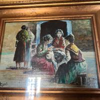 Quadro pittura olio su tela Rivoli anni 70