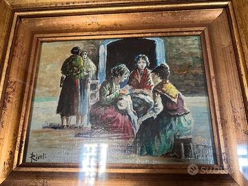 Quadro pittura olio su tela Rivoli anni 70