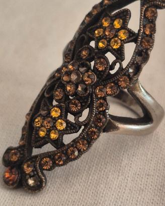 anello lungo in filigrana argentato
