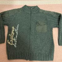 Cardigan bimbo in lana verde 02 Tandem 