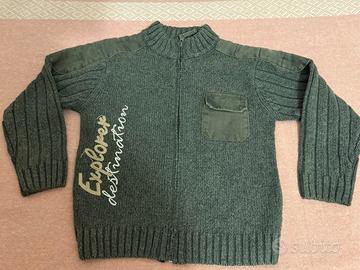 Cardigan bimbo in lana verde 02 Tandem 