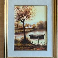 Quadro dipinto ad olio paesaggio autunnale