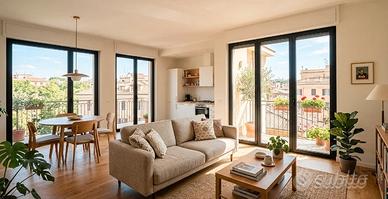 Centocelle trilocale arredato con balcone