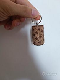Portachiavi tappo di sughero pirografia 
