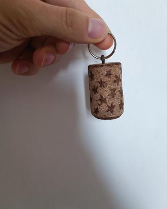 Portachiavi tappo di sughero pirografia 