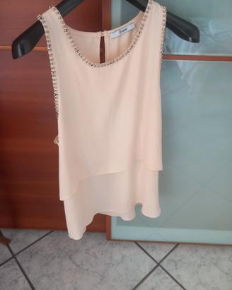 canotta con strass color cipria relish TG s 