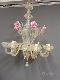 lampadario in vetro di murano a 8 punti luce 