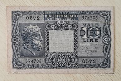 10 Lire, Testa di Giove, Novembre 1944 - FDS