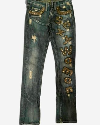 Jeans Vintage Y2K "Sexy Woman" Studded Archive