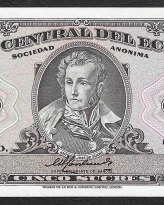 Ecuador - banconota FdS UNC da 5 Sucre