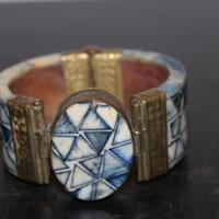 Bracciale Artigianale in Osso e Ottone con Intarsi