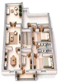 Appartamento di 133 m² con 5 locali e posto auto a