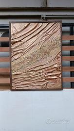 Quadro moderno astratto oro/bronzo effetto rilievo