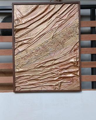 Quadro moderno astratto oro/bronzo effetto rilievo