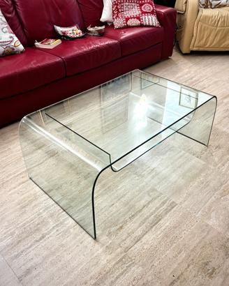 Tavolino Fiam in cristallo curvato