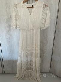 Vestito lungo bianco in pizzo stile Boho Chic