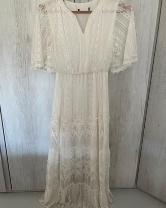 Vestito lungo bianco in pizzo stile Boho Chic