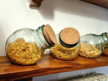 Vaso barattolo anfora vetro tappo sughero 4 pezzi