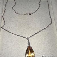 COLLLANA ORO 18kt. CON DIAMANTE E QUARZO CITRINO