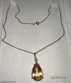 COLLLANA ORO 18kt. CON DIAMANTE E QUARZO CITRINO