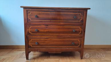 Cassettone Antico '800 in Noce Intarsiato