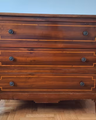 Cassettone Antico '800 in Noce Intarsiato