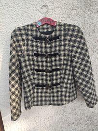 Giacca in lana vergine bouclé pied de poule