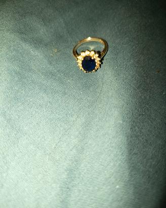 anello con pietra blu