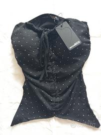 Top nero con brillantini Pittarello 