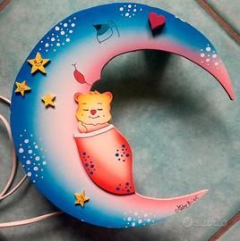 🌛Lampada  🩵da cameretta . In legno