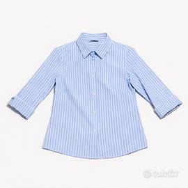 Camicia Donna a Righe Azzurre in Cotone