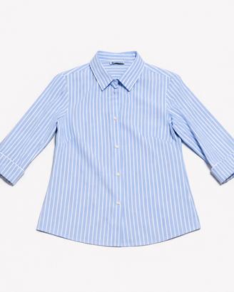 Camicia Donna a Righe Azzurre in Cotone