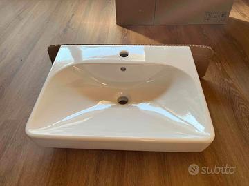 Lavabo rettangolare bianco, sospeso o da appoggio