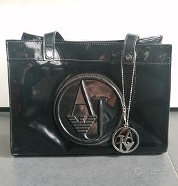 Borsa originale Armani Jeans nero lucido